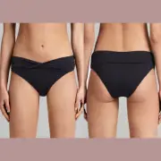 NWT $58 ALLSAINTS [ XS ] Libbie Twist Front Bikini Bottoms in Black #5261