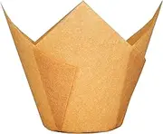 QLSmypkg Extra Large Jumbo Muffin Greaseproof paper Baking cupcake cups, 2-1/4" x 3-3/4" Natural Tulip Baking Cup Case of 125 pcs (Extra Large) (125)