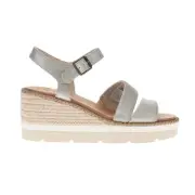 TOMS Darya Metallic Platform Espadrille Wedge Womens Gold, Silver Casual Sandal