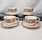 NWT JACOBEAN 4 Sets Royal Doulton Cups & Saucers Porcelain Vintage
