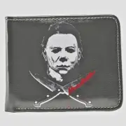 Michael Myers Head Billfold Men' s Wallet Black Halloween Cosplay Costume Party