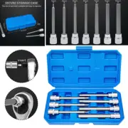 7 Pcs 3/8” Drive 110mm Extra Long CR-V Allen Hex Bit Socket Set Metric 3 to 10mm