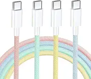 USB C to USB C Cable(3 Pack 6.6ft), 60W USB C Charger Cable Type C Fast Charging Cable Long Nylon Braided Cord Compatible with iPhone 15 Pro Max Plus iPad Samsung S23 and More