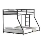 Twin Over Full Low Metal Bunk Bed Frame for Kids Adult Children Bedroom, Black