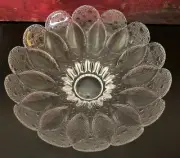 Vintage Large Crystal Bowl Leaves Water Drops Elegant Centerpiece 10" MINT