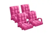 4X Foldable Lounge Cushion Adjustable Floor Lazy Recliner Chair with Armrest Pink