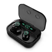 Mini Portable TWS bluetooth 5.0 Wireless Earbuds Smart Touch IPX7 Waterproof 3600mAh Power Bank Earphone with Mic BLACK COLOR