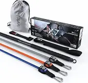TRNR X7 Bar System - 6-Piece Stackable Workout Bar w/ 3 Resistance Tubes, Door & Outdoor Anchor Attachements & Carry Bag