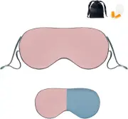 Sleep Mask Double-Sided Soft Adjustable Faux Silk Eye Mask for Women Men Bean Pa