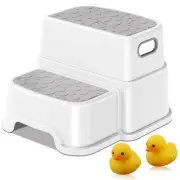 2 Step Stool for Kids, Anti-Slip Rubber Bottom, Potty Training Ducks