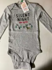Carter's Holiday Bodysuit Gray Silent Night (NOT QUITE) 9 Months