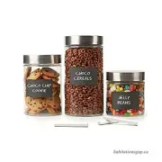 Imperial 3 Piece Glass Chalkboard Label Canister Jar Set with Chalk NEW! FAST!