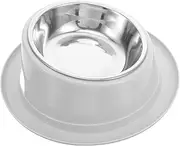 SUPVOX Unique Design Pet Bowl Anti Ant Cat Feeder Stainless Steel Non-Slip Grey Pet Food Bowl Pet Feeding Bowl