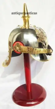 WWI German Steel & Brass Prussian Fr Badge Officer Pickelhaube Helmet With Stand