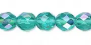 25 Lt Aquamarine AB Czech Glass Faceted Fire Polished Beads 8MM