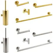 Brushed Nickel/Gold Single Towel Rail Rack Toilet Paper Holder Robe Hook Round