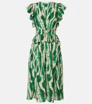 [Ulla Johnson] Ulla Johnson Brielle silk crêpe de chine midi dress AU 4 green