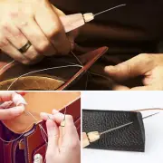 Leather Sewing Thread Kit 3-Spool 80 Yards Nylon Waxed Thread and Needle telIY