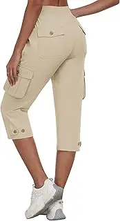 [MoFiz] Women's Cargo Capris Pants with Pockets Lightweight Quick Dry Travel Hiking Summer Pants for Women