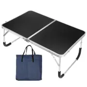 Foldable Laptop Table, Picnic Bed Tray Table with Tote Bag, Black