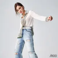 在飛比找momo購物網優惠-【iROO】彩色波希米亞圖騰印花雪紡上衣