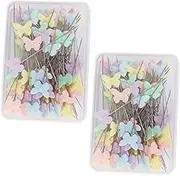 DECORNIJIA 2 Boxes Adorable Butterfly Head Sewing Pins Set of Dressmaking Crafting Needles for DIY Projects Embroidery and Art