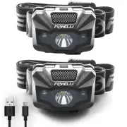 Foxelli LED Headlamp Rechargeable – Ultralight USB Rechargeable Headlamp Flas...