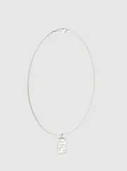 GUESS Silver Script Tag Necklace