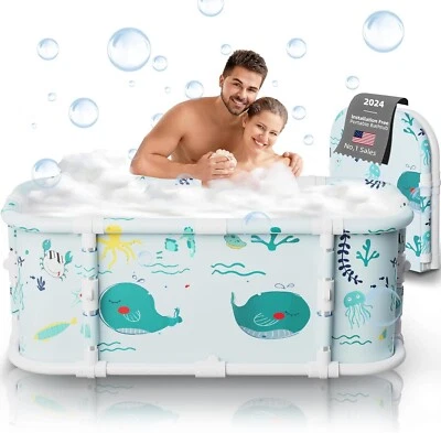 Portable Foldable Bathtub - 47" Installation-Free, 7 Layers Thicken With Meta...