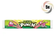 5x Packs Sour Punch Watermelon Flavored Mouthwatering Sour Straws Candy - 2oz