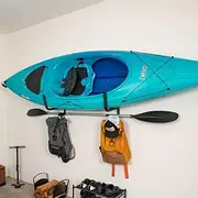 StoreYourBoard Kayak Wall Mount, Indoor & Outdoor, Rack with Paddle Hanger