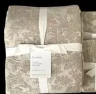 New Pottery Barn Sorrel Toile Jacquard Full / Queen Duvet &2 Euro Shams Flax