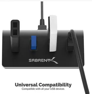 [3美國直購] 集線器 Sabrent Premium 4 Port Aluminum USB 3.0 Hub (30吋 Cable) iMac, MacBook, MacBook Pro HB-MC3B-PS-5V4A