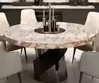 White Agate Round Dining Table, Agate Stone Centerpiece Hallway Furniture Decor
