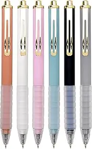 Linbsunne Ballpoint Pens Medium Point 1mm Black Ink Work Pen with Super Soft Grip Ball Point Pen for Men Women Retractable Office Pens (Gold Clip-6 count)