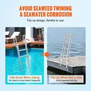 Dock Ladder 4 Steps Aluminum Flip Up Boat Ladder 159kg Load Capacity Nonslip