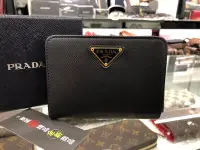 在飛比找Yahoo!奇摩拍賣優惠-㊣東區正精品㊣ PRADA 1ML018 全新黑色防刮牛皮金