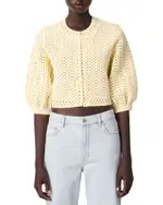 Maje Cropped Rhinestone Crochet Cardigan