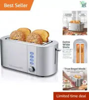 Sleek 4-Slice Extra Wide Toaster with Cancel Function & Easy Clean Crumb Tray