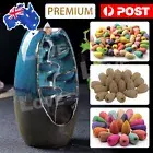 Smoke Backflow Mountain Waterfall Ceramic Incense Burner Holder 110 Cones AU