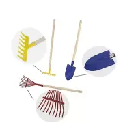 Kids Garden Tool Set 28" Long Toy, Rake, Shovel & Leaf Rake,Reduced Size,3-Piece