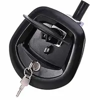 EHOME 12V Power Operated Central Locking Handle Whale Tail Lock Compression Lock Recessed Folding with 2 Keys Black (1PCS)