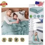 Lightweight Cooling Weighted Blanket (15lbs) for Adults & Kids - Summer Comfort