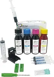 refill24 Refill Set: Refill Ink 400ml for Canon PG-510 PG-512 CL-511 CL-513 Black and Colour + Accessories + Instructions (English language not guaranteed), Refill Set with Printer Ink for Pixma MP MX