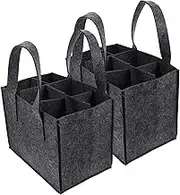 MOBUTOFU Practical Wine Bottle Storage Bag 2pcs Felt Tote Bag for Party Holiday Black