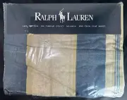 Vintage Ralph Lauren Home Twin Flat Sheet Whitman Stripe Blue Beige NEW