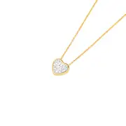 Alora 10ct Gold 3/4 Carat Solitaire Lab Grown Diamond Heart Bezel Necklet