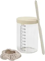 LKLKO Sourdough Starter Jar Kit Glass Jar Includes Silicone Spatula, Feeding Day Band, Bread Starter Jar for Sourdough, Fermentation, & Canning Sourdough Jar(Kit 2)