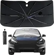 Car Windshield Sun Shade Umbrella - Foldable Car Windshield Sun Shade Cover,360° Bendable Handle,UV Sunshade for Car Windshield,Easy to Use and Store, Fits Various Front Windshields (57"x33")