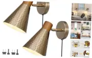 DSMJFU Plug in Wall Sconces Set of 2, Modern Wall Lamp with Plug in Cord, Gold